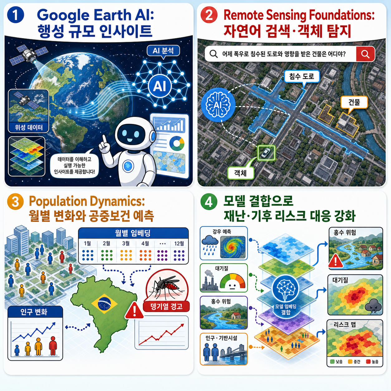 Google Earth AI: Unlocking geospatial insights with foundation models and cross-modal reasoning 내용을 설명하는 본문 이미지