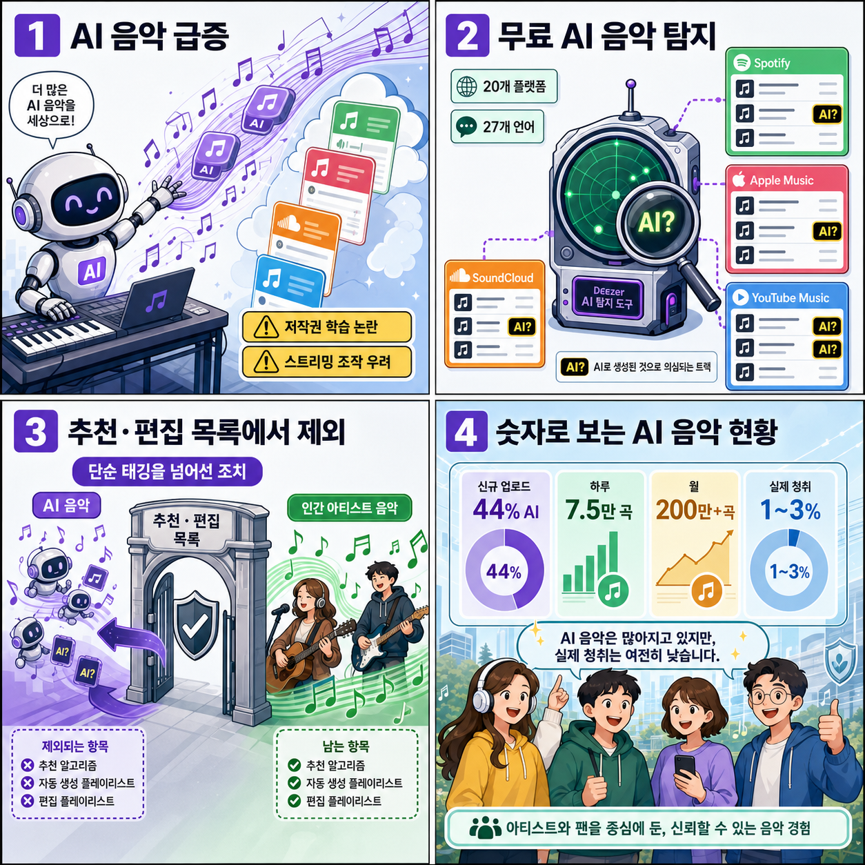 Deezer's new tool can identify AI music from Spotify, Apple Music, and others 내용을 설명하는 본문 이미지
