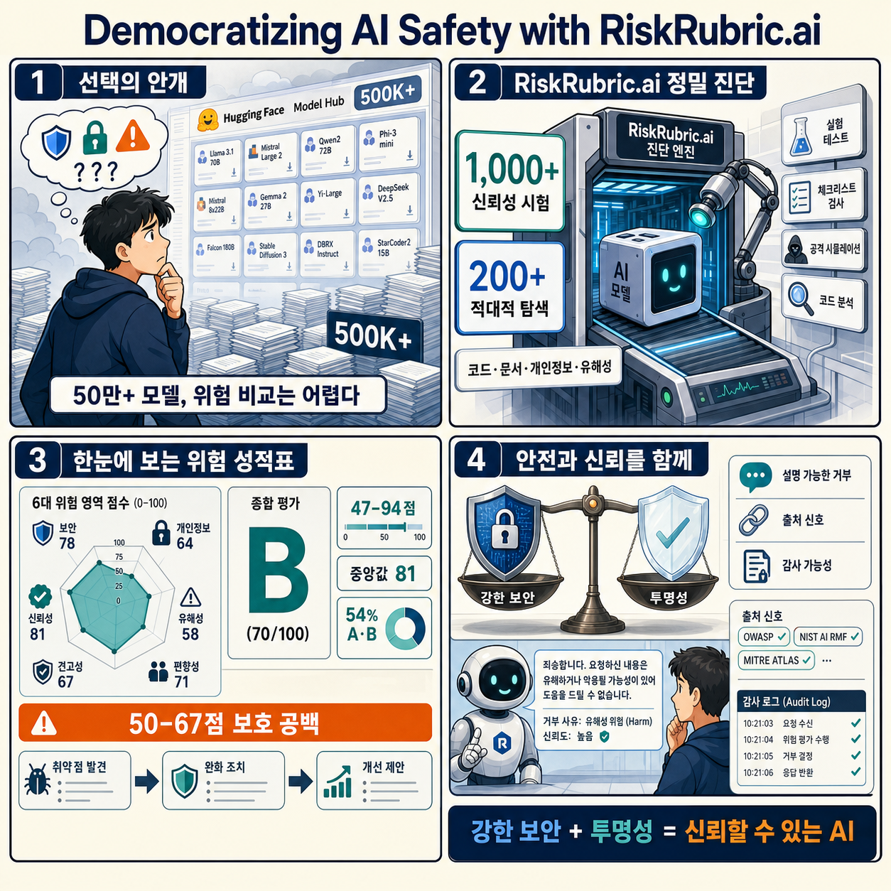 Democratizing AI Safety with RiskRubric.ai 내용을 설명하는 본문 이미지
