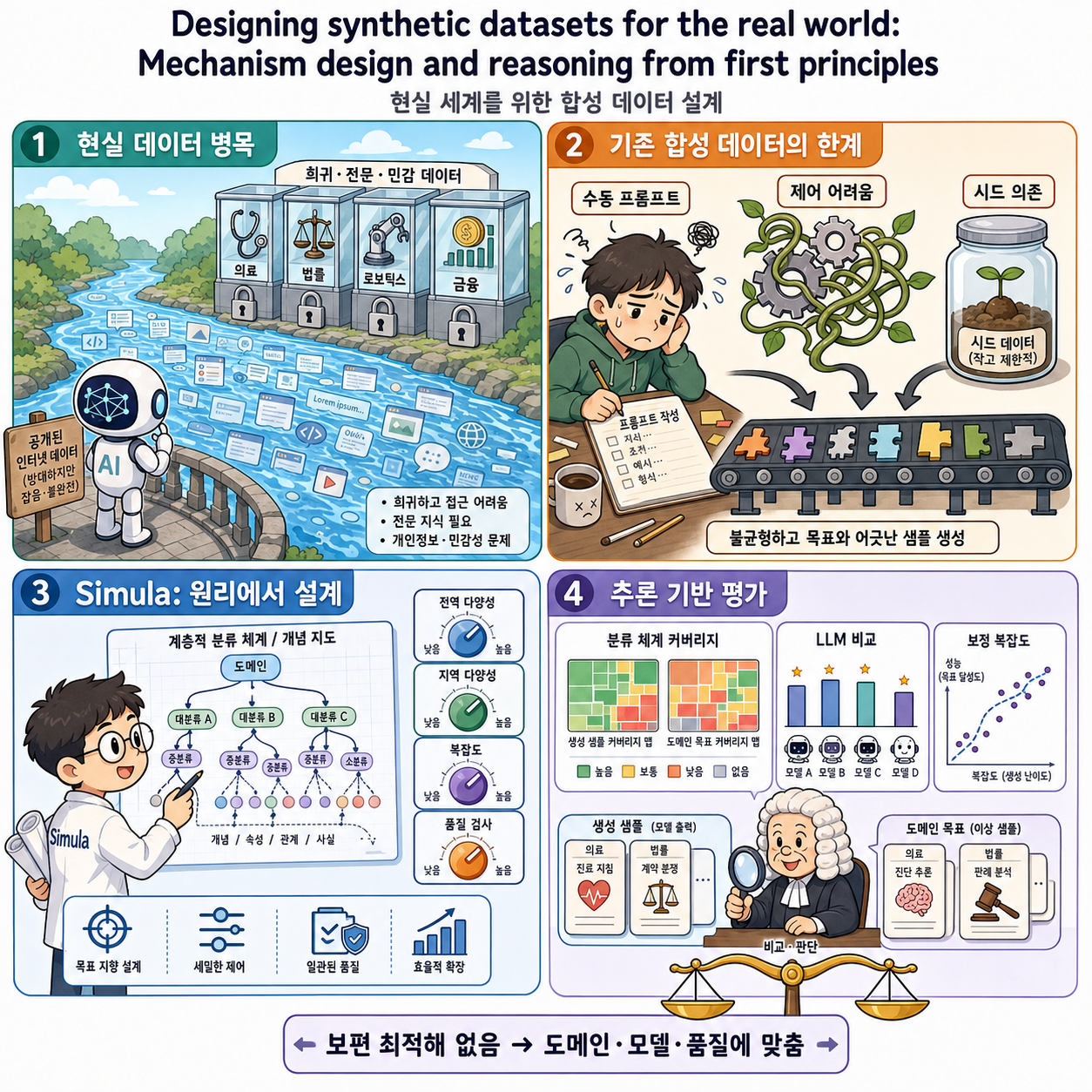 Designing synthetic datasets for the real world: Mechanism design and reasoning from first principles 내용을 설명하는 본문 이미지