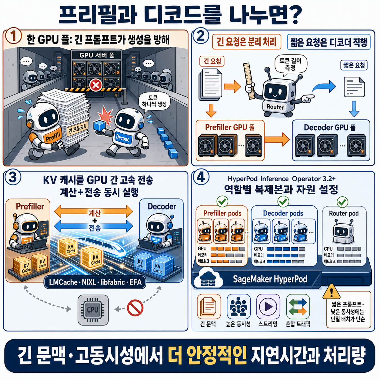 Disaggregated prefill and decode for LLM inference on SageMaker HyperPod 내용을 설명하는 본문 이미지