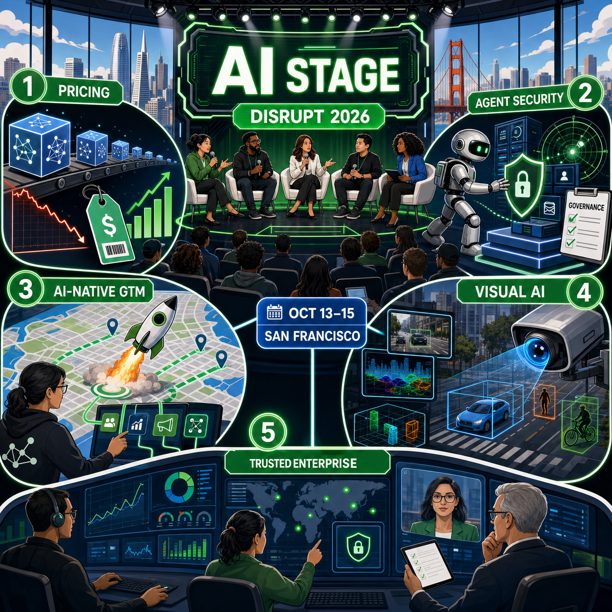 Discover what’s next for AI, from the SaaS reckoning to the agent security gap, at TechCrunch Disrupt 2026 내용을 설명하는 본문 이미지