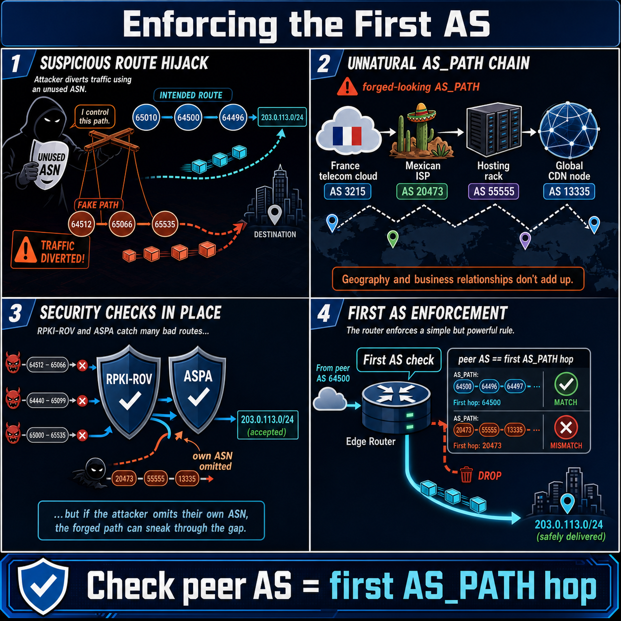Enforcing the First AS in BGP AS PATHs 내용을 설명하는 본문 이미지