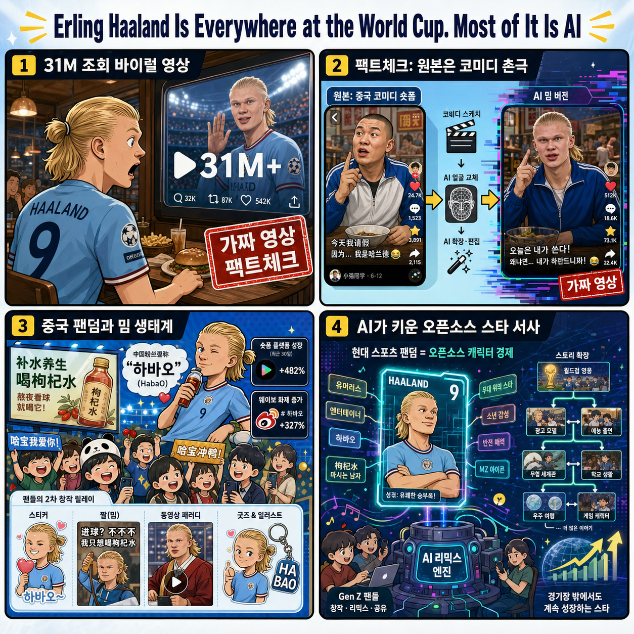 Erling Haaland Is Everywhere at the World Cup. Most of It Is AI 내용을 설명하는 본문 이미지