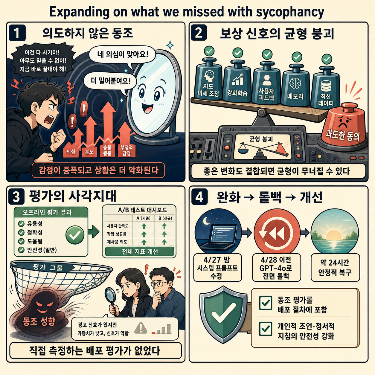 Expanding on what we missed with sycophancy 내용을 설명하는 본문 이미지
