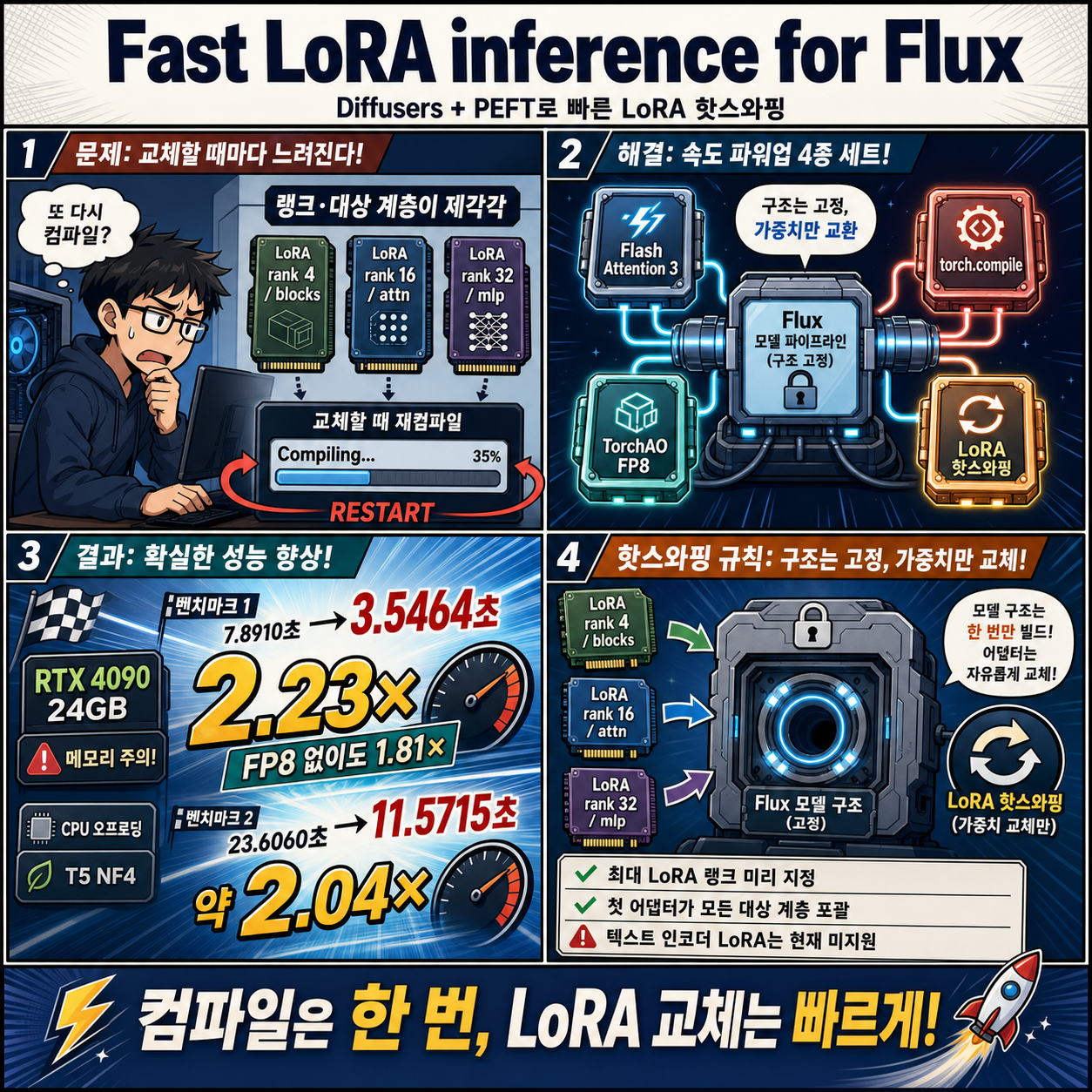 Fast LoRA inference for Flux with Diffusers and PEFT 내용을 설명하는 본문 이미지