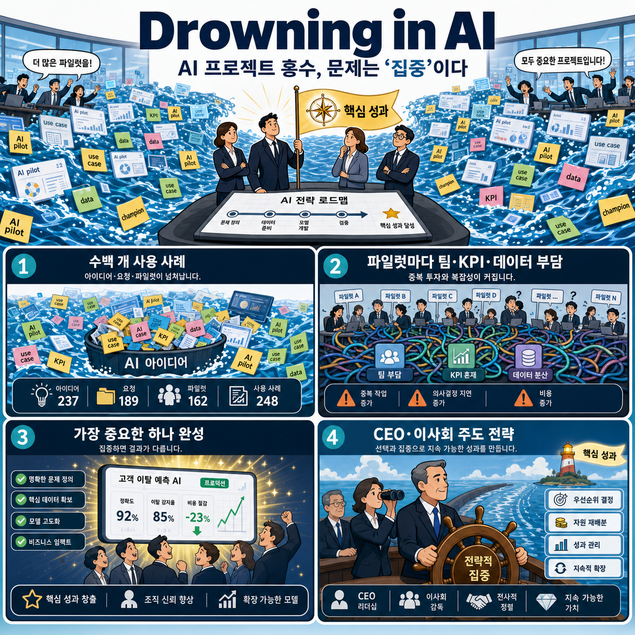 Drowning in AI: Companies are launching hundreds of projects, and that’s a problem 내용을 설명하는 본문 이미지