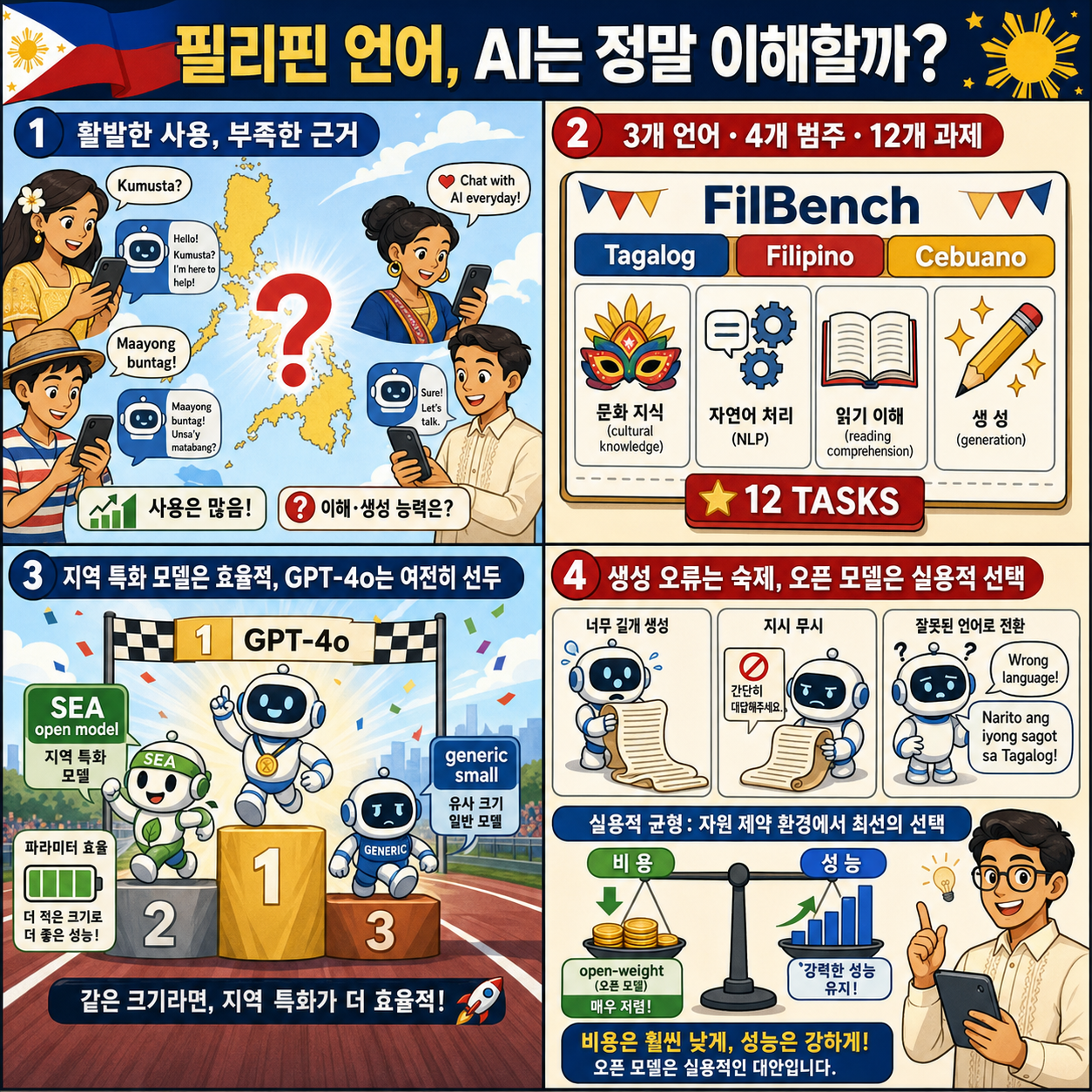 🇵🇭 FilBench - Can LLMs Understand and Generate Filipino? 내용을 설명하는 본문 이미지