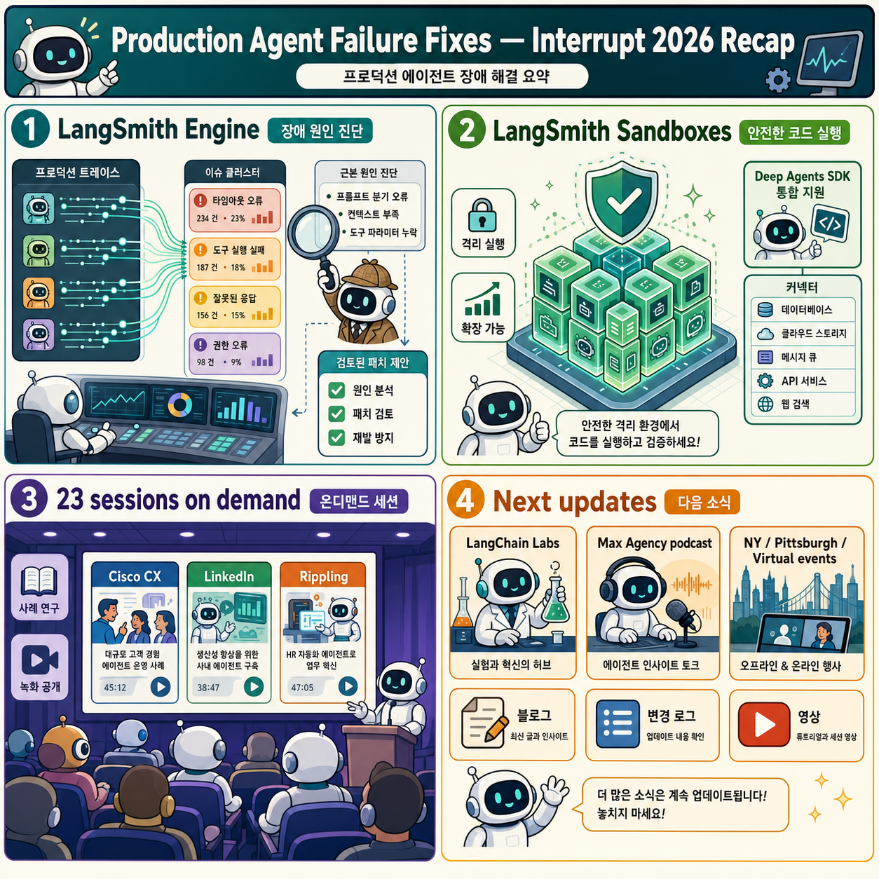Fixing agent failures in production: Interrupt 2026 recap 내용을 설명하는 본문 이미지