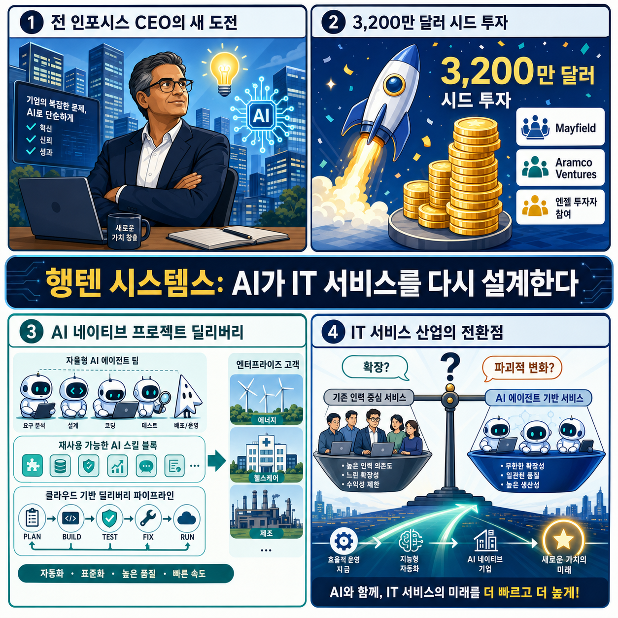 Former Infosys chief has a new startup that wants to challenge the IT services world 내용을 설명하는 본문 이미지