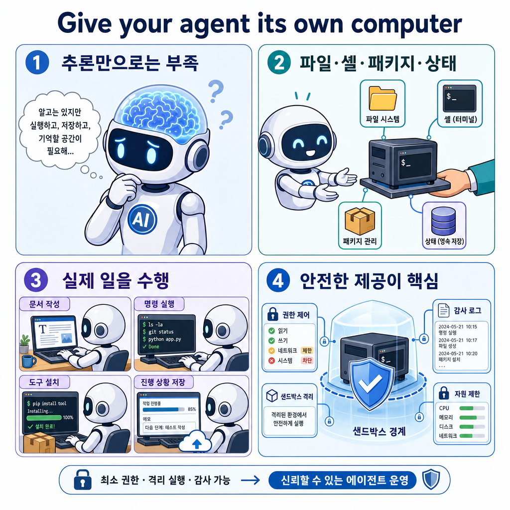 Give your agent its own computer 내용을 설명하는 본문 이미지