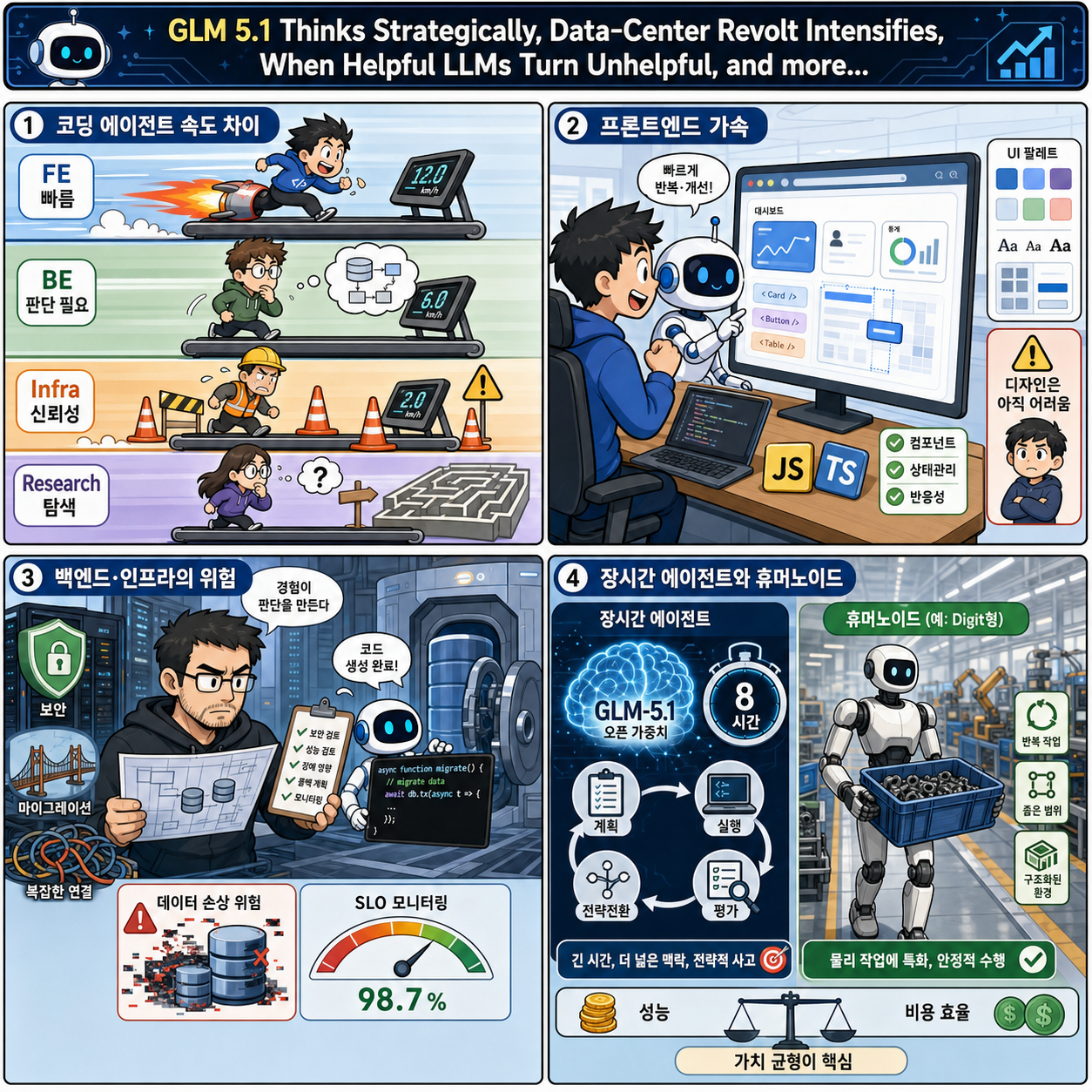 GLM 5.1 Thinks Strategically, Data-Center Revolt Intensifies, When Helpful LLMs Turn Unhelpful, and more... 내용을 설명하는 본문 이미지