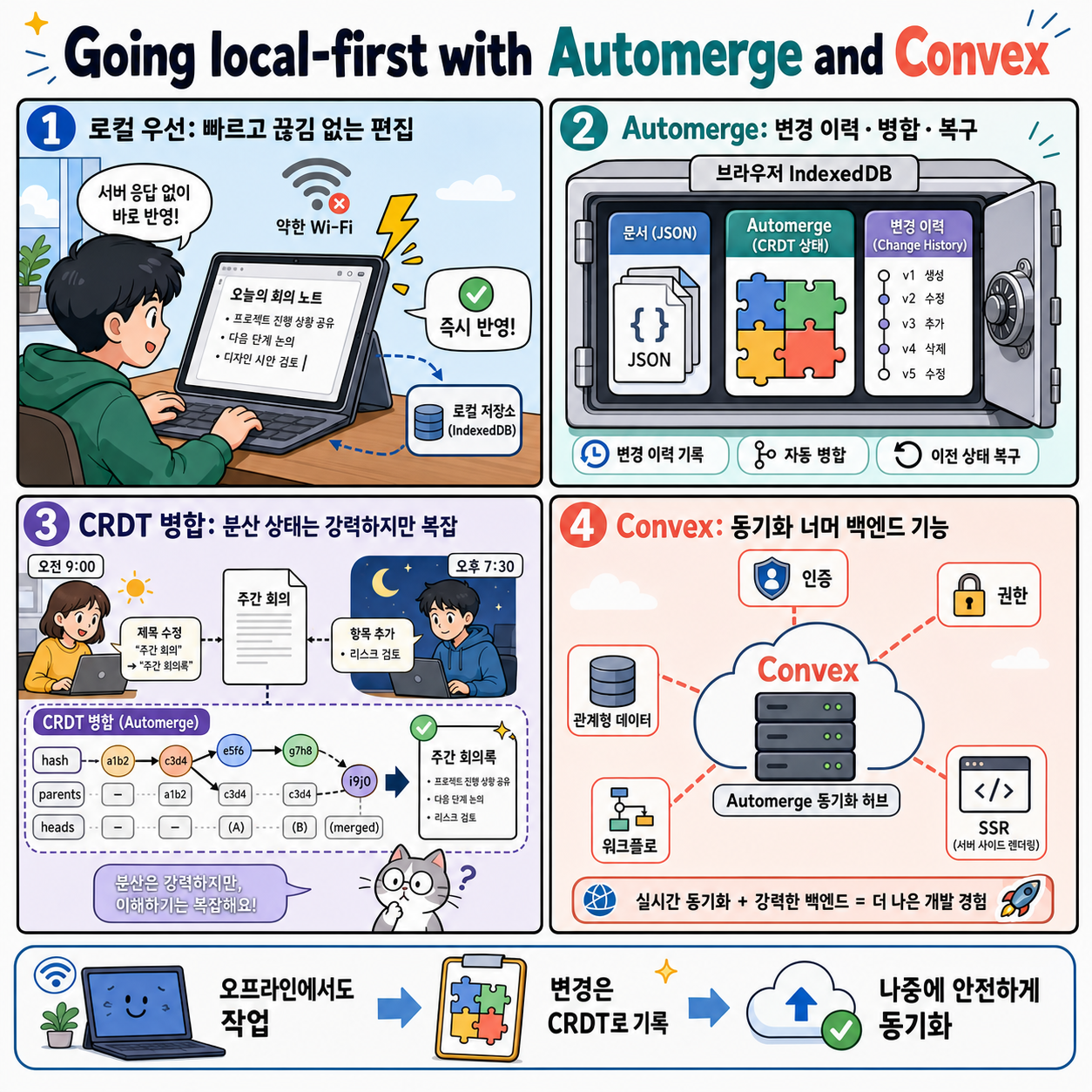 Going local-first with Automerge and Convex 내용을 설명하는 본문 이미지