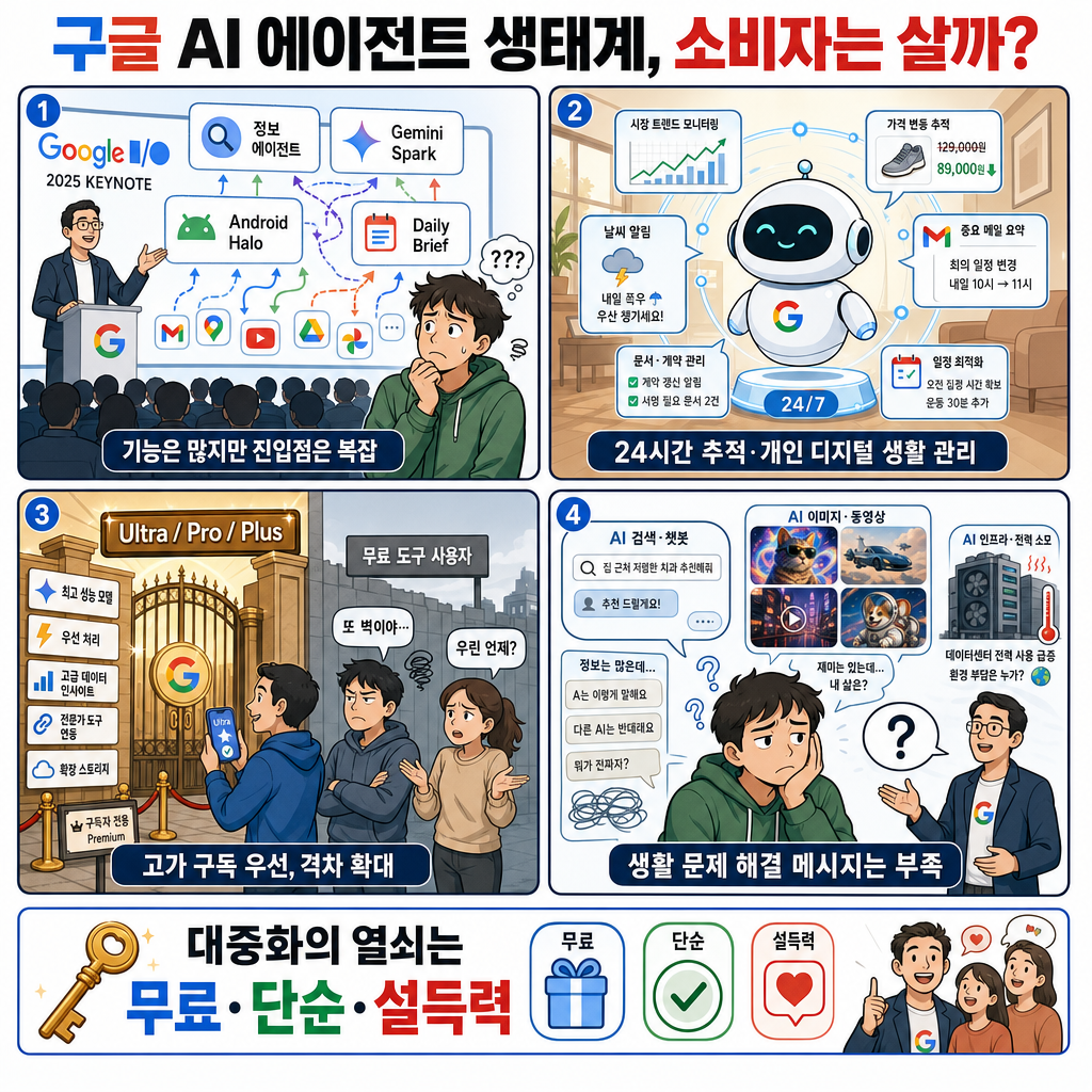 Google is pitching an AI agent ecosystem to consumers who may not buy it 내용을 설명하는 본문 이미지