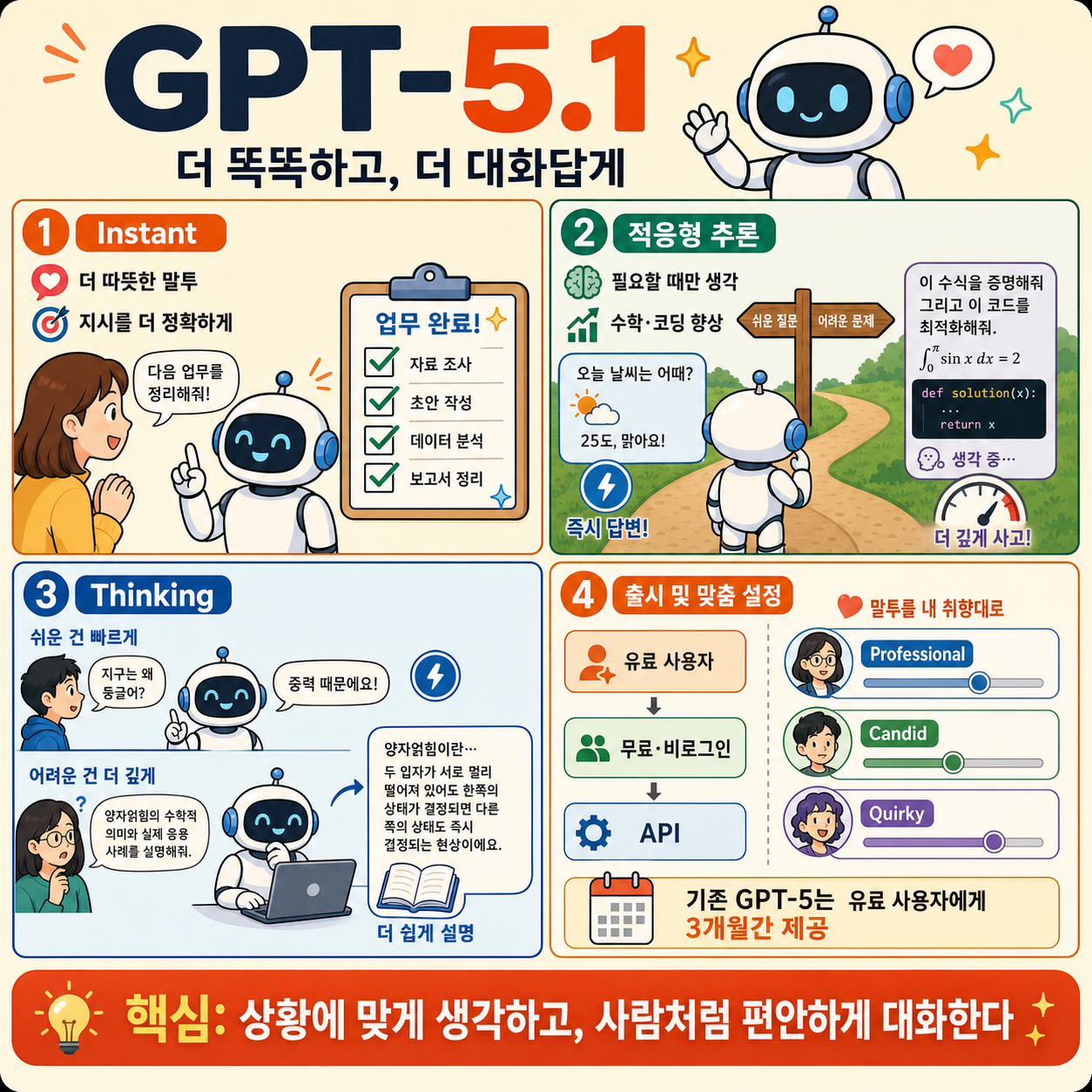 GPT-5.1: A smarter, more conversational ChatGPT 내용을 설명하는 본문 이미지