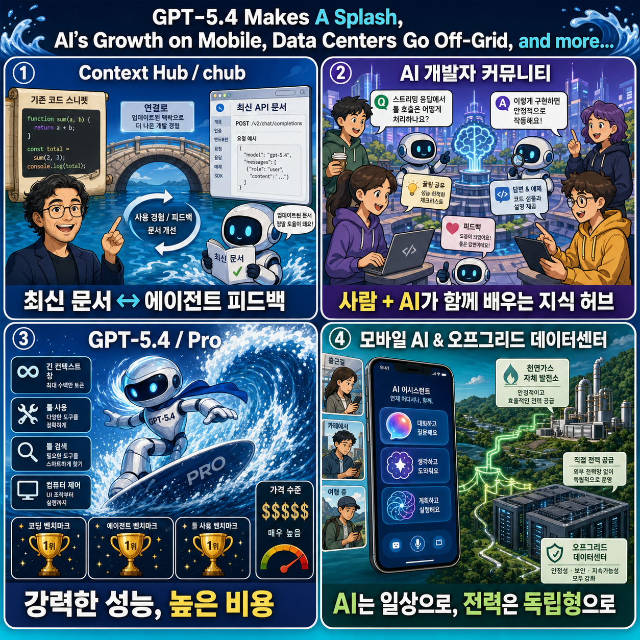 GPT-5.4 Makes A Splash, AI’s Growth on Mobile, Data Centers Go Off-Grid, and more... 내용을 설명하는 본문 이미지