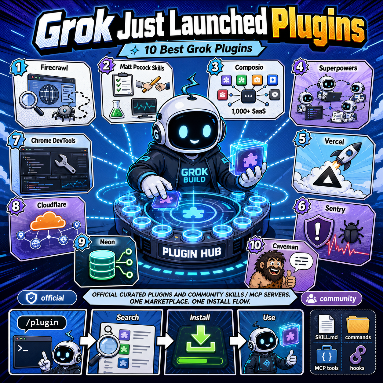 Grok Just Launched Plugins. Here Are the 10 Best Grok Plugins 내용을 설명하는 본문 이미지