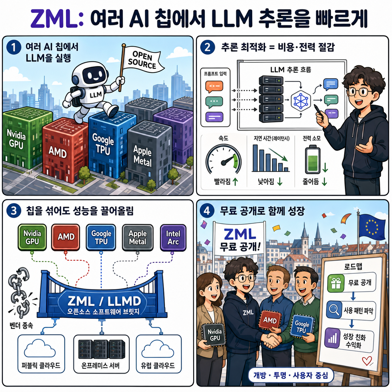 Hot French startup ZML releases free product to speed inference across lots of AI chips 내용을 설명하는 본문 이미지