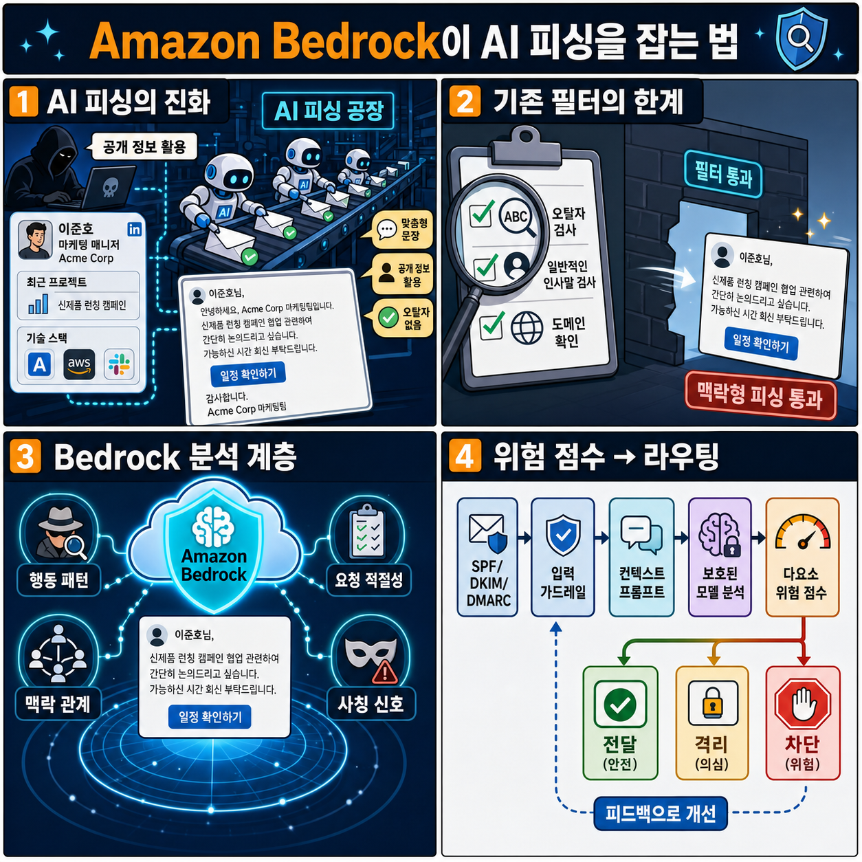 How Amazon Bedrock catches AI-generated phishing 내용을 설명하는 본문 이미지