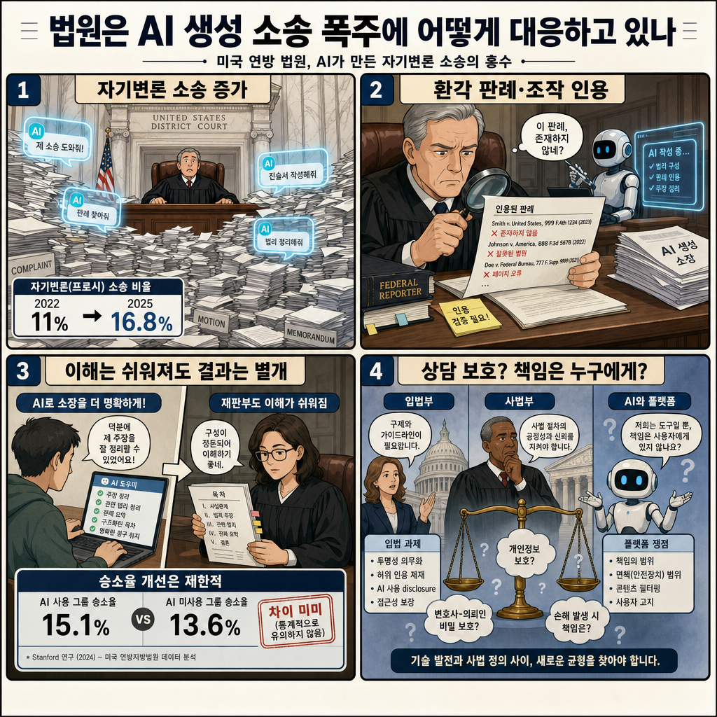 How courts are coping with a flood of AI-generated lawsuits 내용을 설명하는 본문 이미지