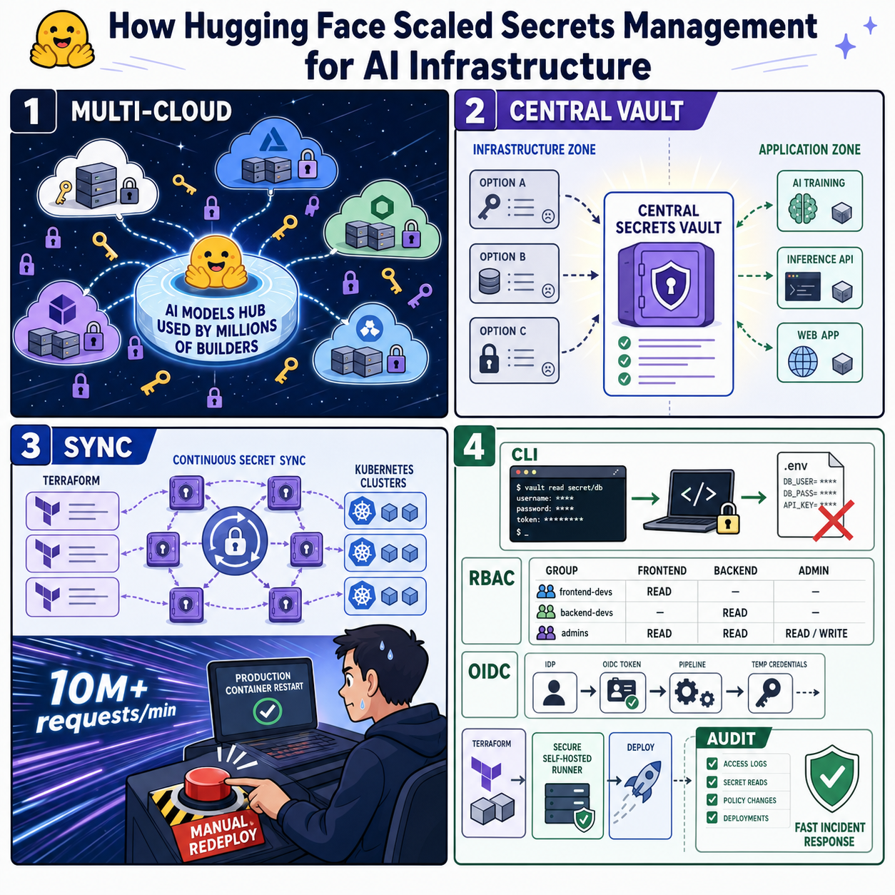 How Hugging Face Scaled Secrets Management for AI Infrastructure 내용을 설명하는 본문 이미지