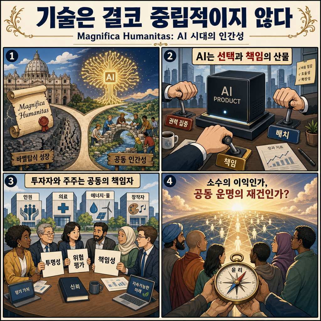How the Pope’s Magnifica Humanitas offers a template for individuals to meet the AI moment 내용을 설명하는 본문 이미지