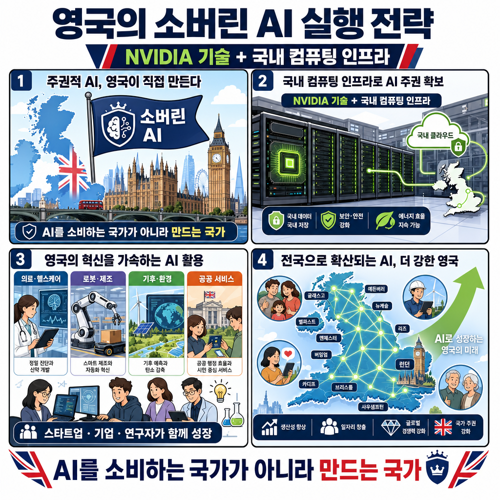 How the UK Is Turning Sovereign AI Ambition Into Action With NVIDIA Technologies 내용을 설명하는 본문 이미지