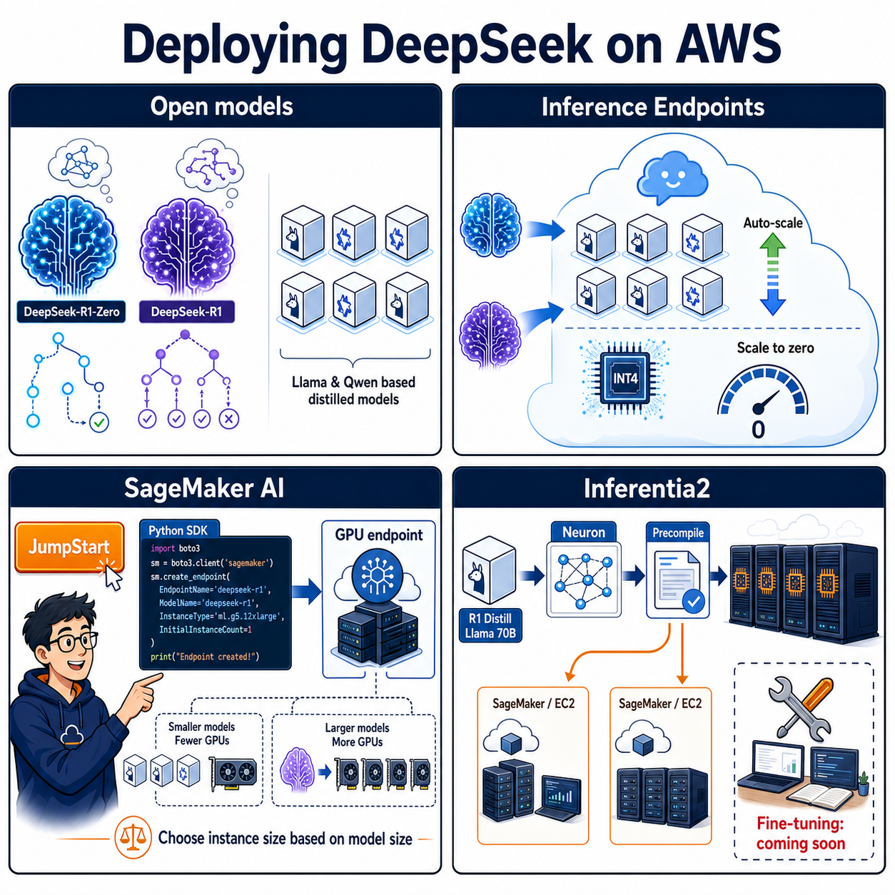 How to deploy and fine-tune DeepSeek models on AWS 내용을 설명하는 본문 이미지