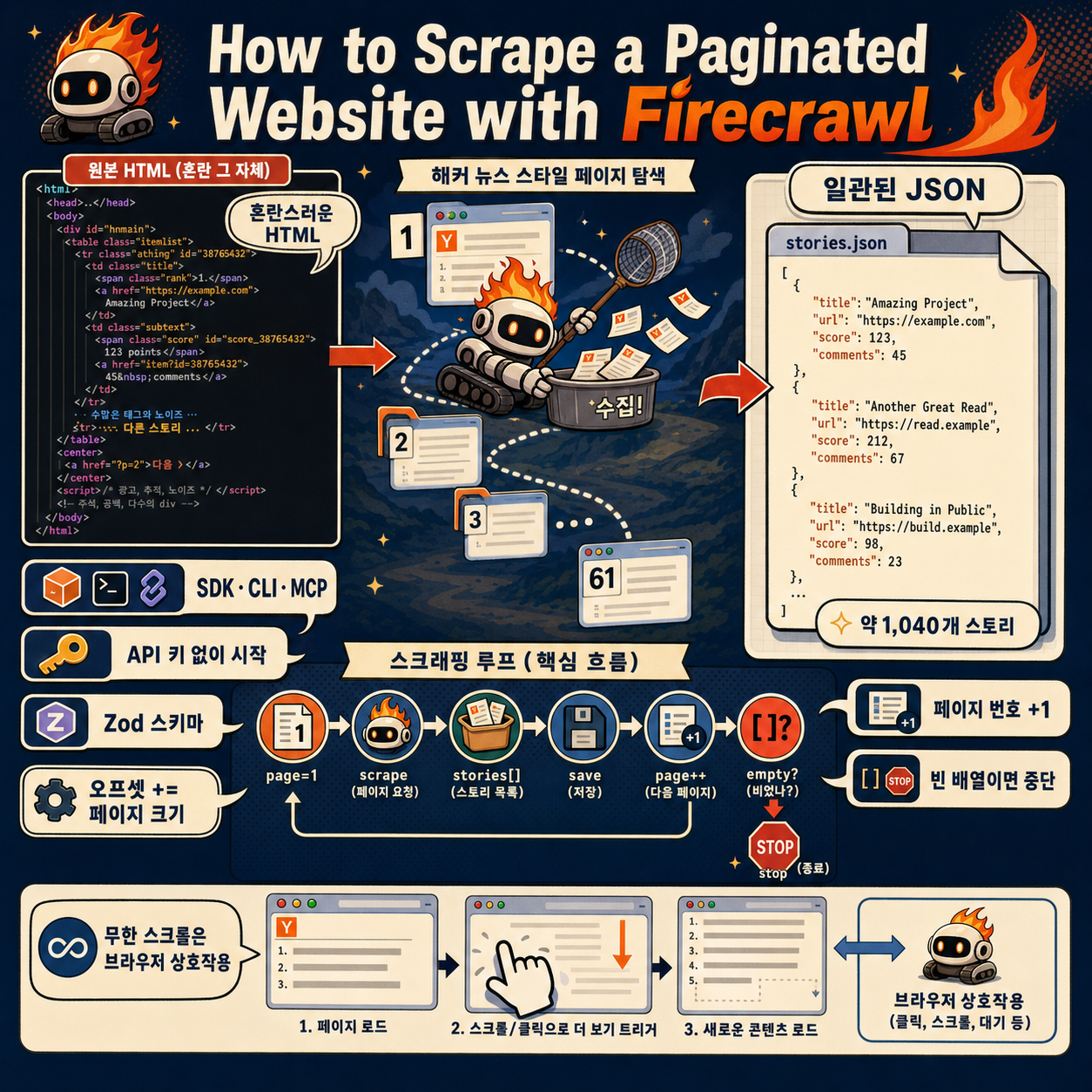 How to Scrape a Paginated Website with Firecrawl 내용을 설명하는 본문 이미지