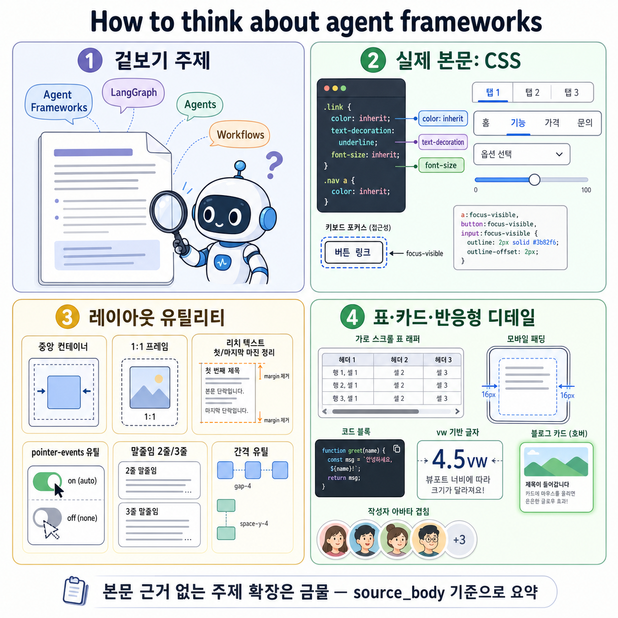 How to think about agent frameworks 내용을 설명하는 본문 이미지