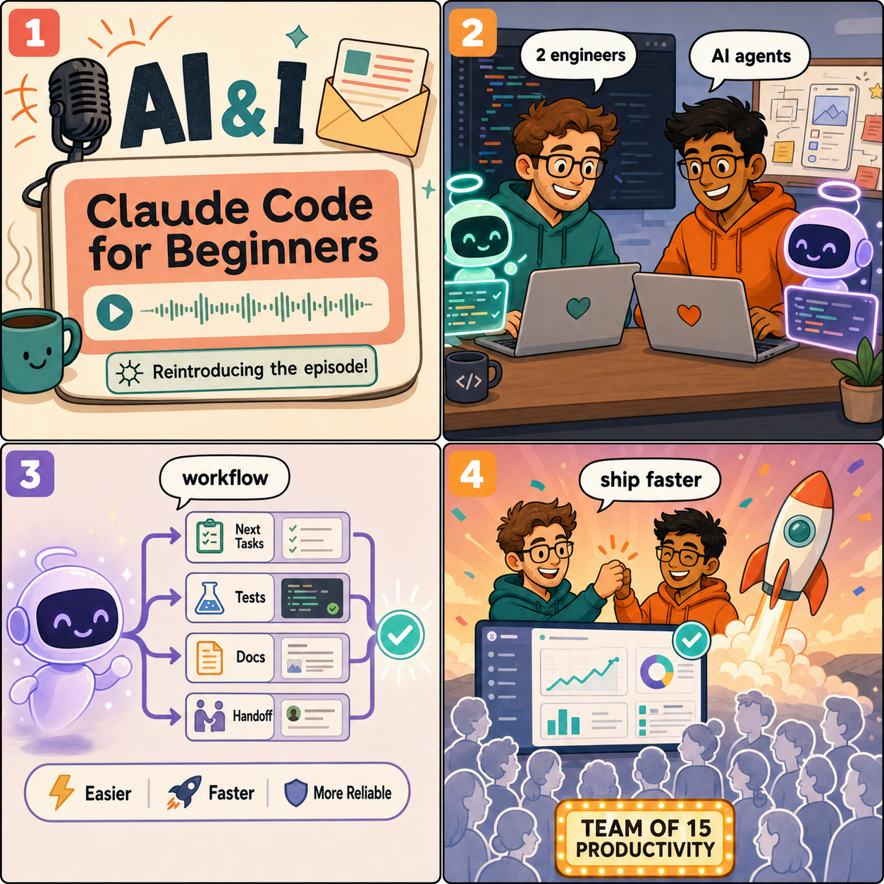 üéß How Two Engineers Ship Like a Team of 15 With AI Agents 내용을 설명하는 본문 이미지
