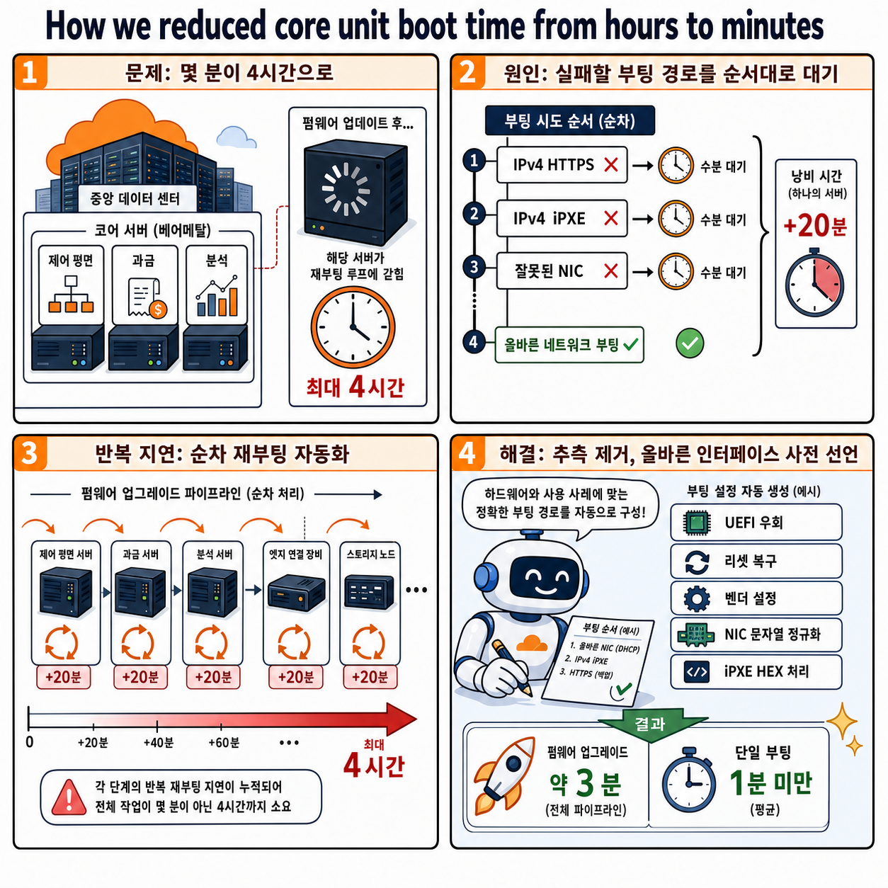 How we reduced core unit boot time from hours to minutes 내용을 설명하는 본문 이미지