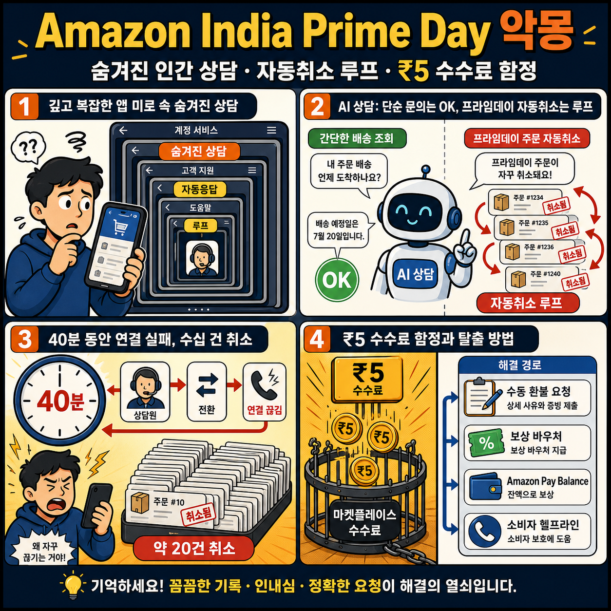 The Amazon India Prime Day Nightmare: Hidden Support Chats and the Marketplace Fee Trap 내용을 설명하는 본문 이미지