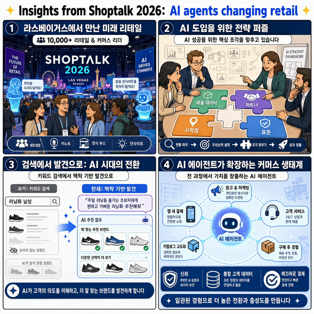 Insights from Shoptalk 2026: How agents are changing retail 내용을 설명하는 본문 이미지