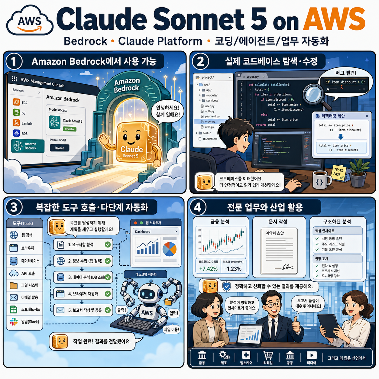 Introducing Claude Sonnet 5 on AWS: Anthropic’s most capable Sonnet model 내용을 설명하는 본문 이미지