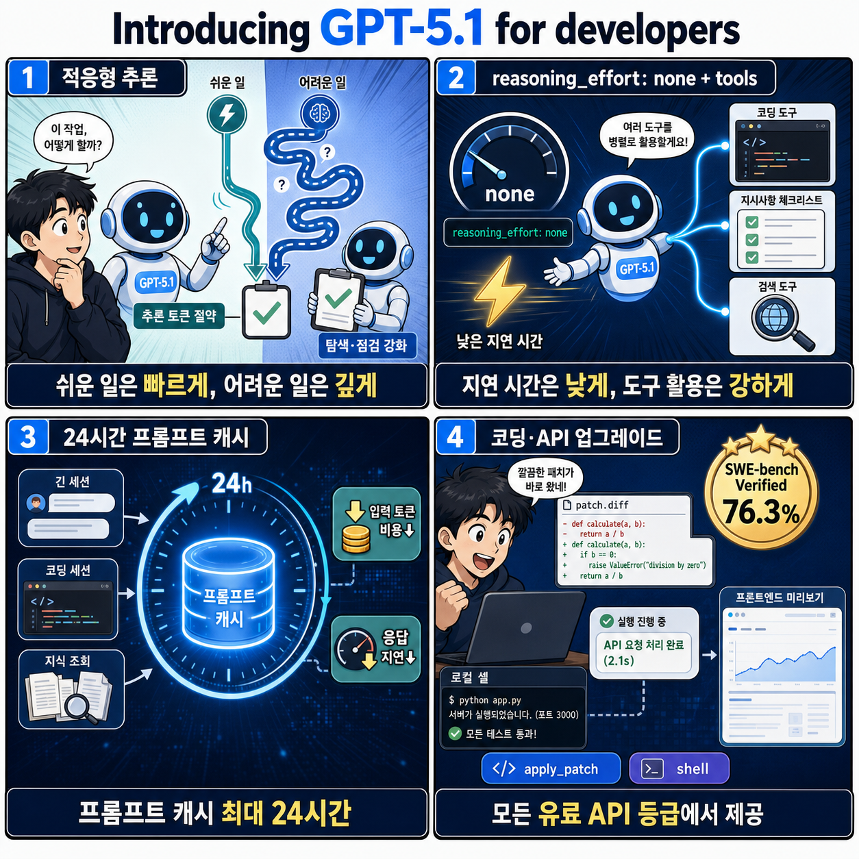 Introducing GPT-5.1 for developers 내용을 설명하는 본문 이미지