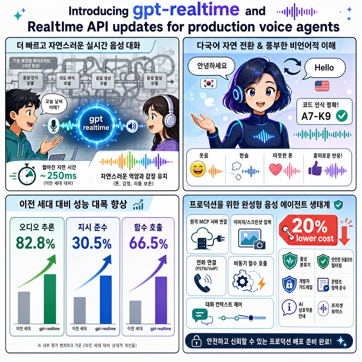 Introducing gpt-realtime and Realtime API updates for production voice agents 내용을 설명하는 본문 이미지