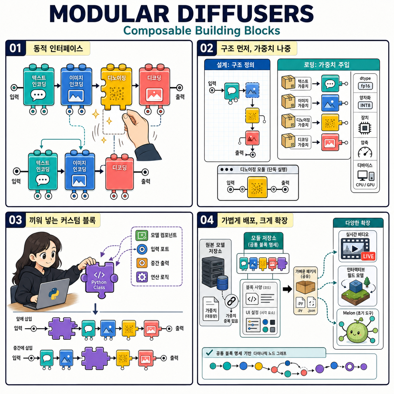 Introducing Modular Diffusers - Composable Building Blocks for Diffusion Pipelines 내용을 설명하는 본문 이미지