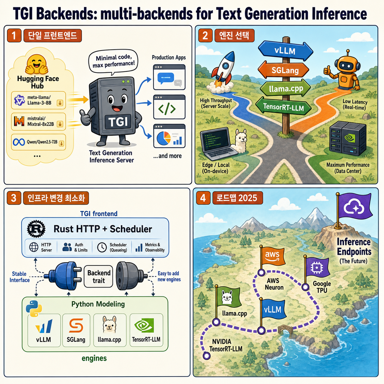 Introducing multi-backends (TRT-LLM, vLLM) support for Text Generation Inference 내용을 설명하는 본문 이미지