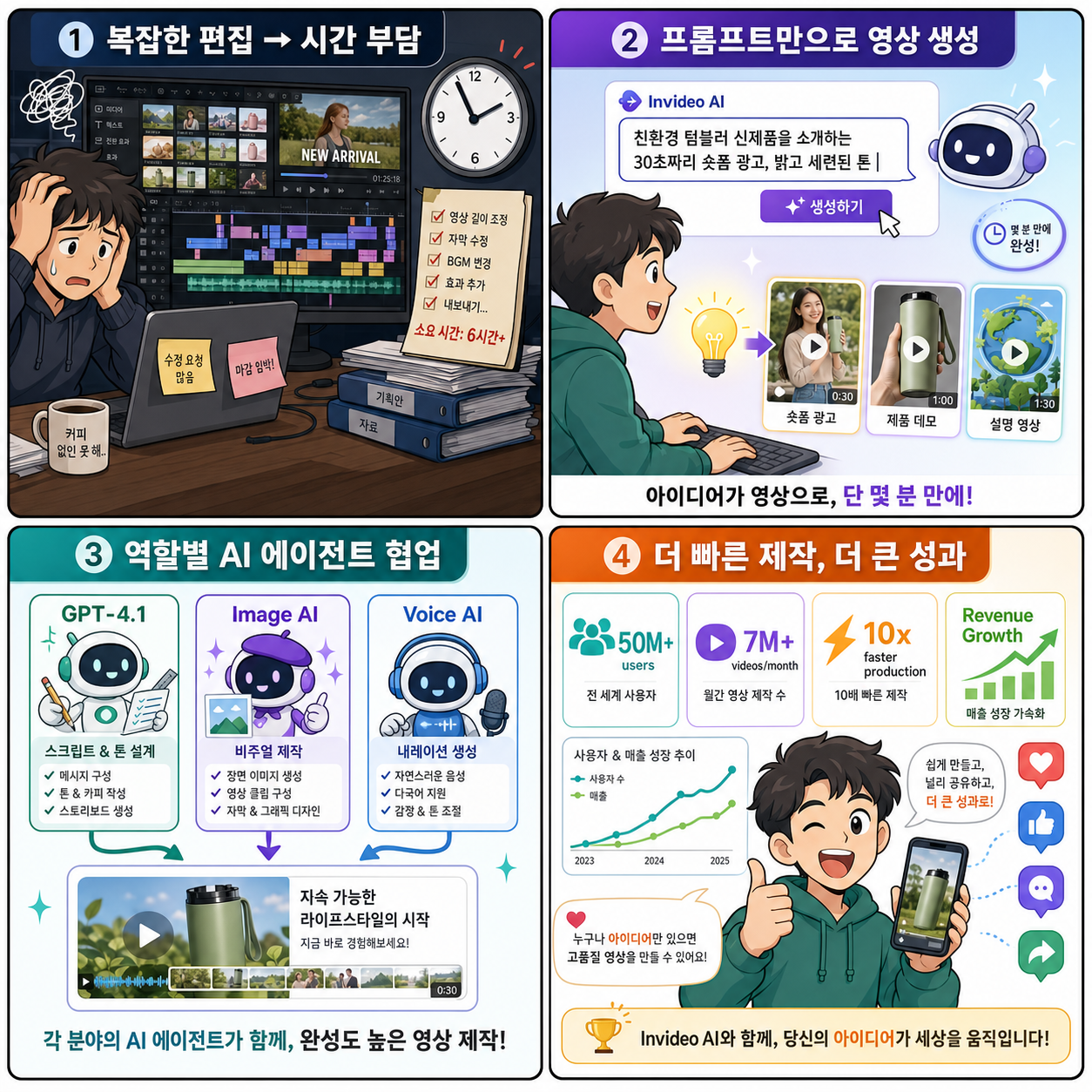 Invideo AI enables anyone with an idea to produce high-quality videos 내용을 설명하는 본문 이미지