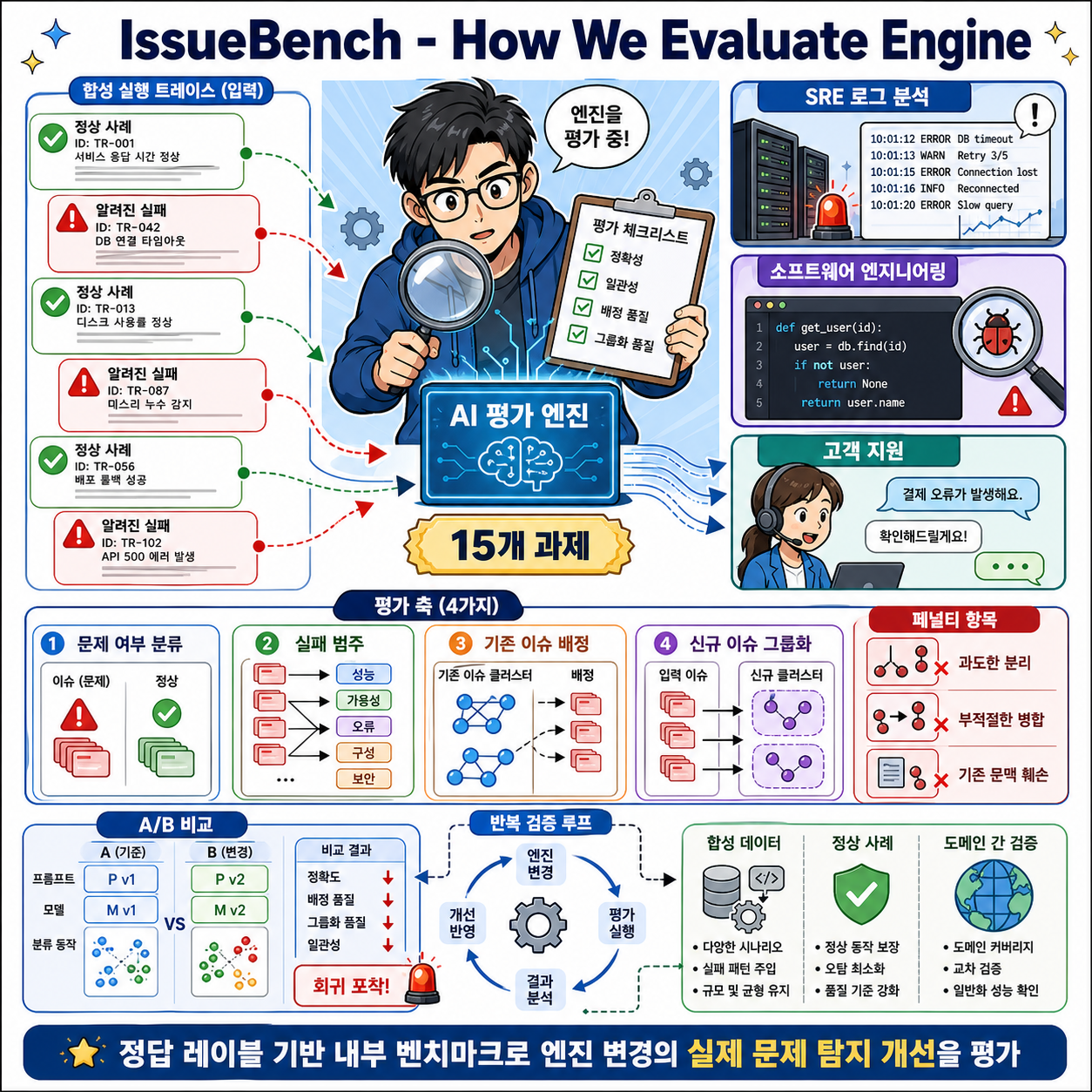 IssueBench - How We Evaluate Engine 내용을 설명하는 본문 이미지