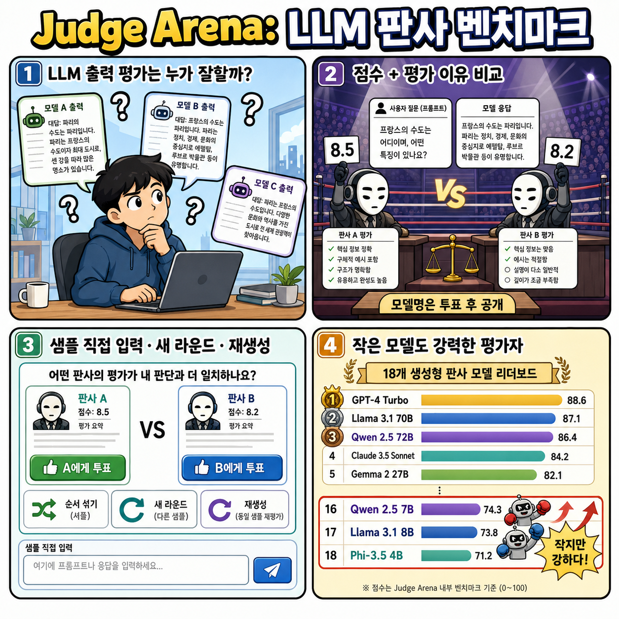 Judge Arena: Benchmarking LLMs as Evaluators 내용을 설명하는 본문 이미지