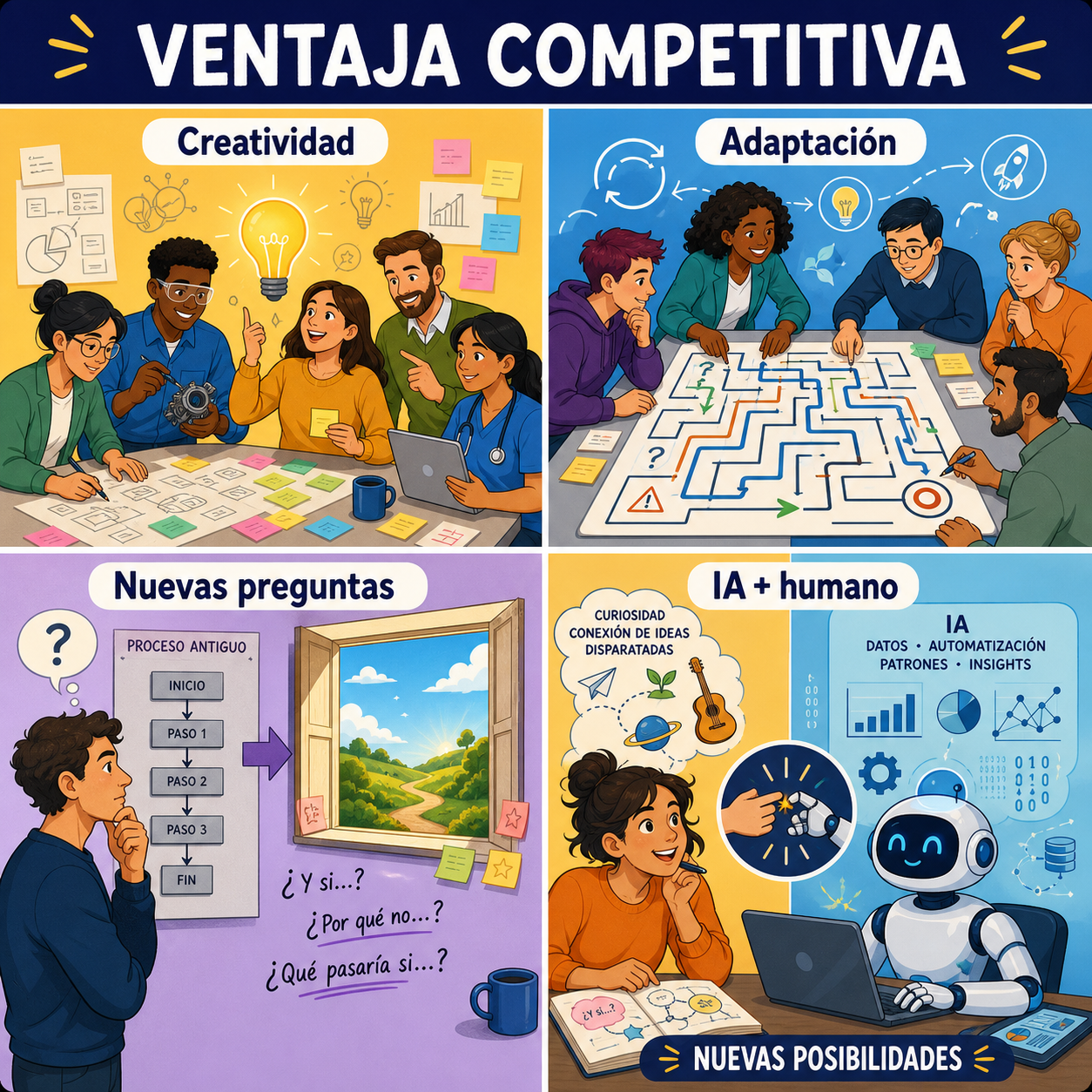 La creatividad como ventaja competitiva en la era de la inteligencia artificial 내용을 설명하는 본문 이미지