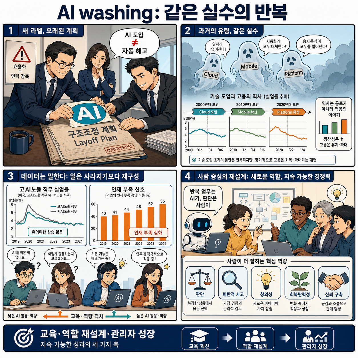 I’ve led companies through every major tech disruption. AI washing is the same mistake, every time 내용을 설명하는 본문 이미지