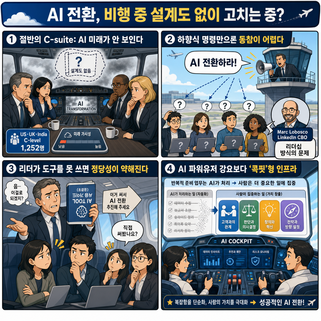 LinkedIn research says half of C-suite leaders are flying blind on AI—and its CBO says they can't fix it the way they're trying 내용을 설명하는 본문 이미지