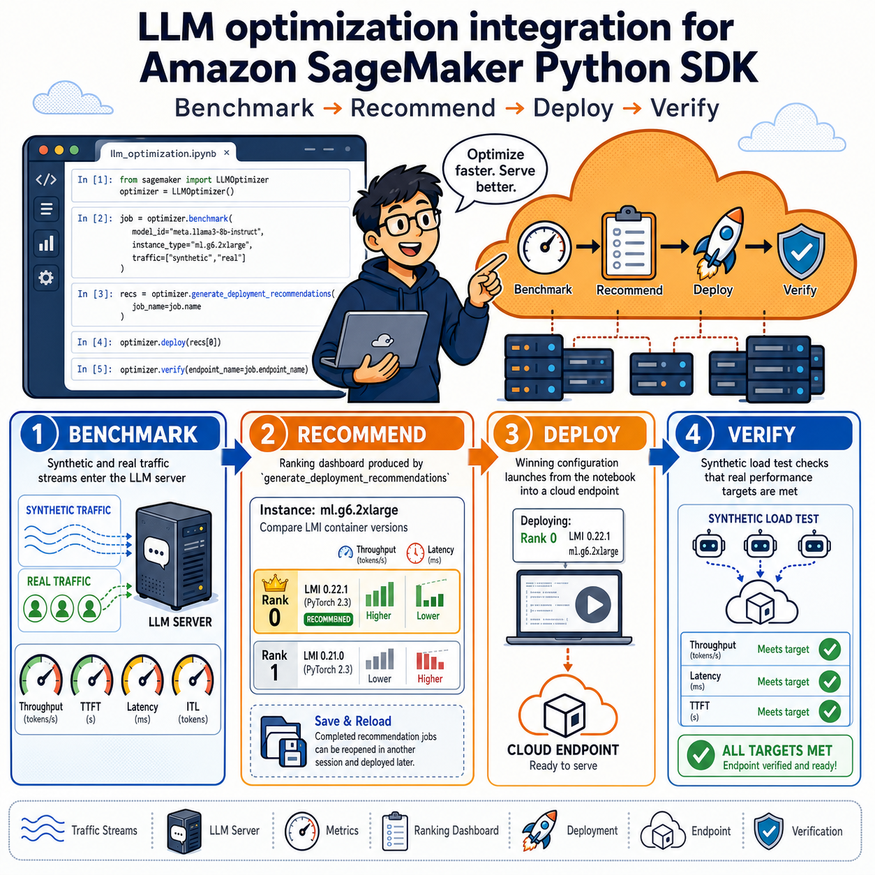 LLM optimization integration for Amazon SageMaker Python SDK 내용을 설명하는 본문 이미지