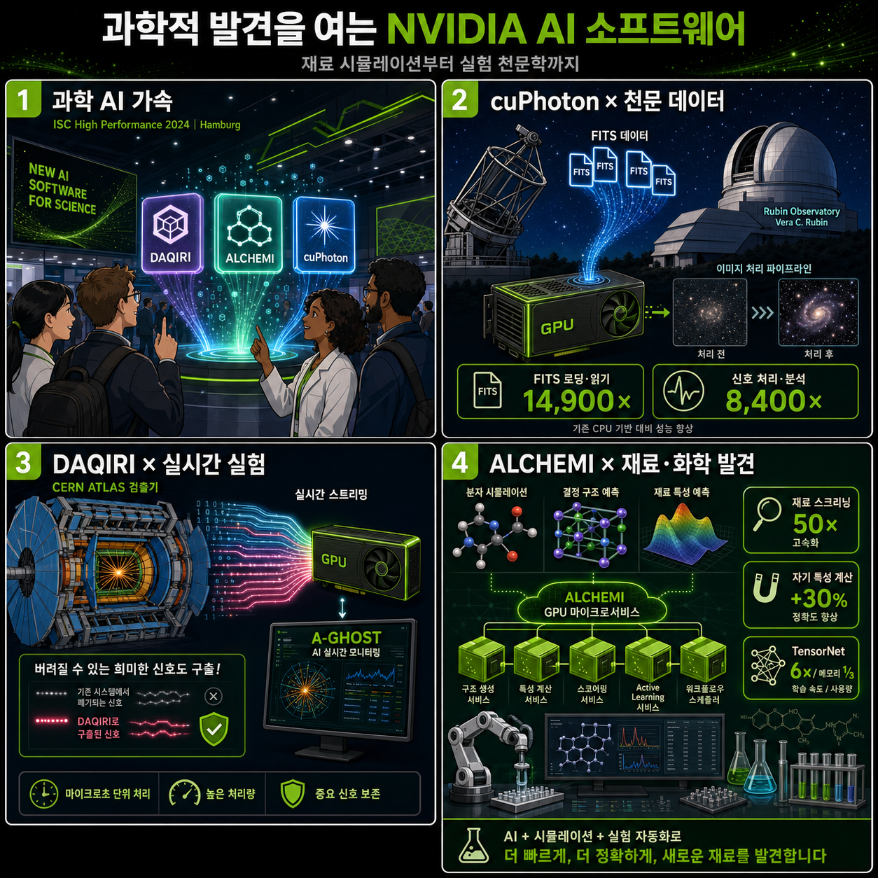 From Materials Simulation to Experimental Astronomy, New NVIDIA AI Software Unlocks Scientific Discoveries 내용을 설명하는 본문 이미지