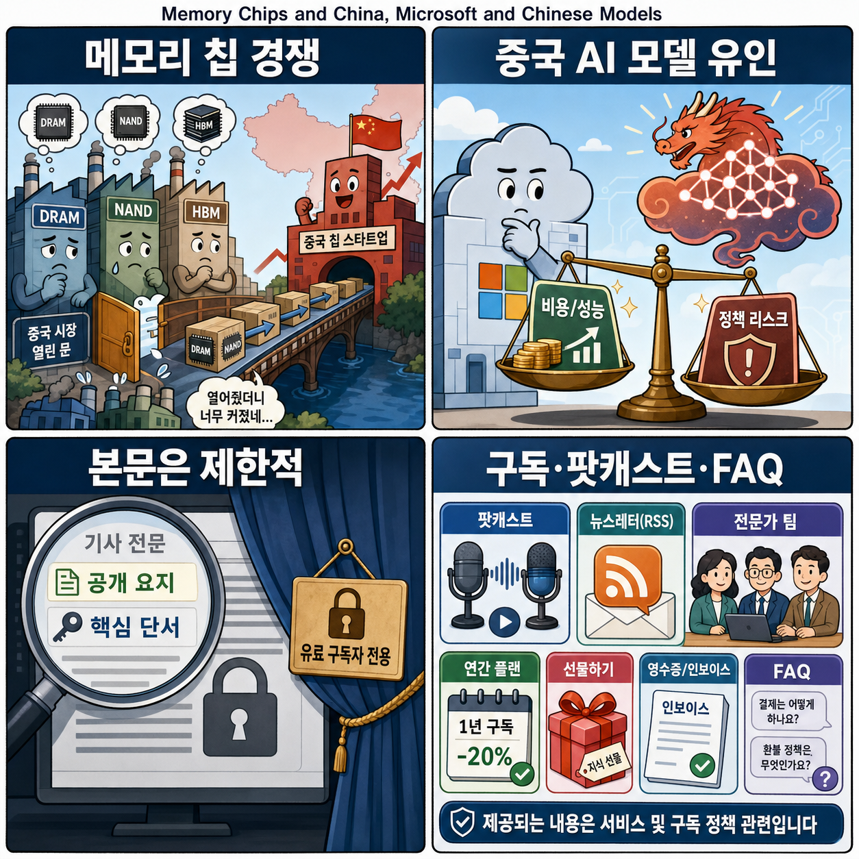 Memory Chips and China, Microsoft and Chinese Models 내용을 설명하는 본문 이미지