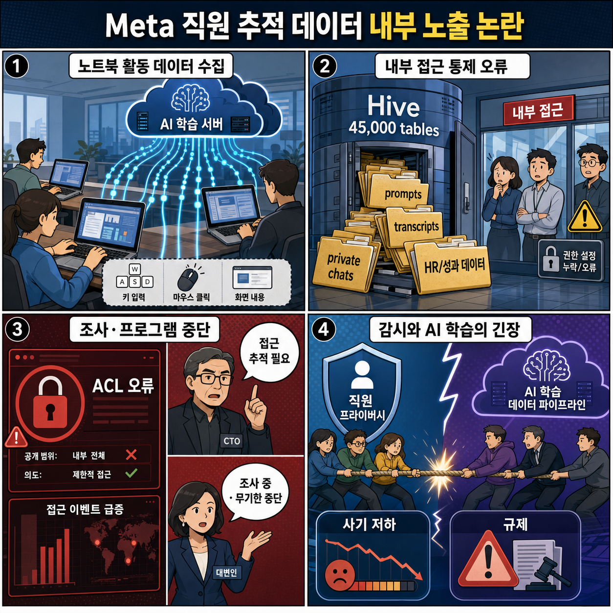 Meta Exposed Data Internally From Its Controversial Employee-Tracking Program 내용을 설명하는 본문 이미지